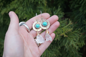 Oracle Earrings- Turquoise and Crystal Quartz