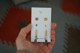 Back to Basics Moon Post Set- Yellow Agate
