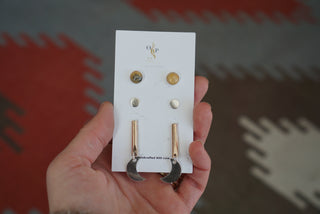 Back to Basics Moon Post Set- Yellow Agate