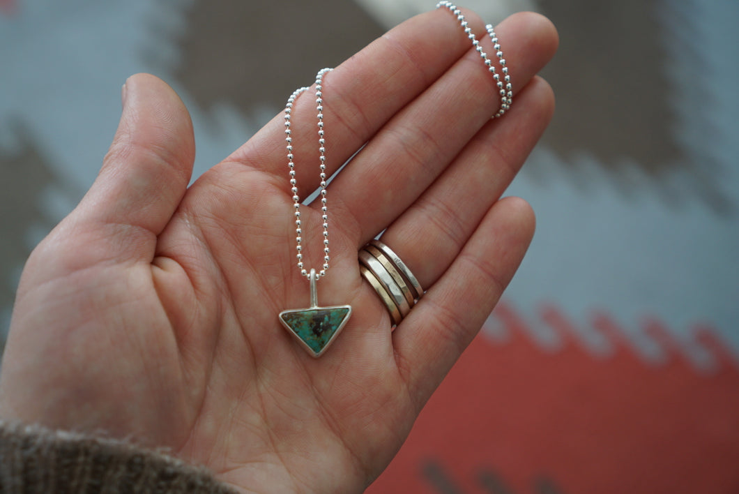 Triangle Necklace- Green Turquoise