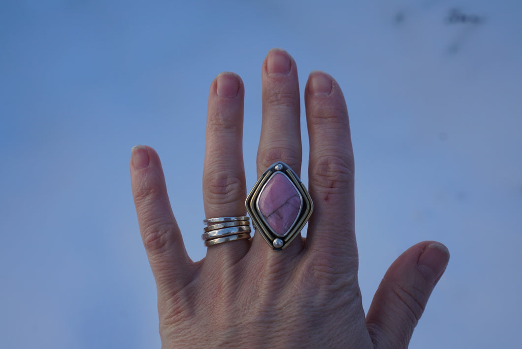 O'Keefe Ring- Rhodonite Size 6-6.25