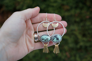 Harvest Moon Hoops- Variscite- Small Hoop