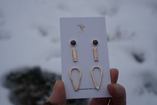 Back to Basics Gold Post Set- Tigers Eye