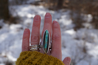 Tower Ring- Boa Ribbon Turquoise-Size 9
