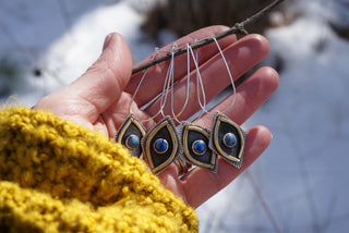 Alchemist Earrings- Silver, Lapis + Diamond Shape