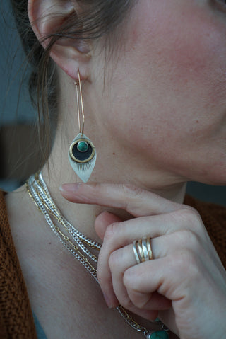 Alchemist Earrings- Gold, Turquoise + Petal Shape