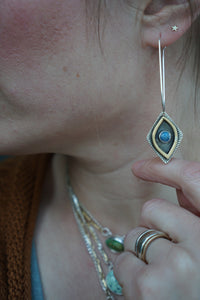 Alchemist Earrings- Silver, Lapis + Diamond Shape