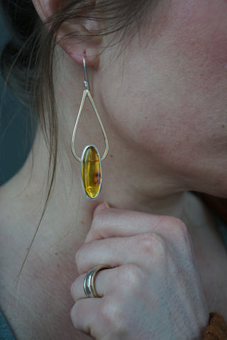 Rain Earrings- Mexican Amber
