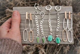 Two Tone Paperclip Post Earrings- 14K Goldfill + Silver