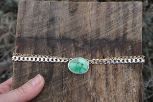 Wide Chain Two Tone Choker- Emerald Valley Turquoise