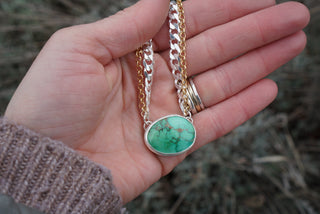 Wide Chain Two Tone Choker- Emerald Valley Turquoise
