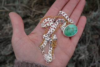 Wide Chain Two Tone Choker- Emerald Valley Turquoise