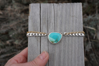 Wide Chain Two Tone Choker- Otteson Turquoise
