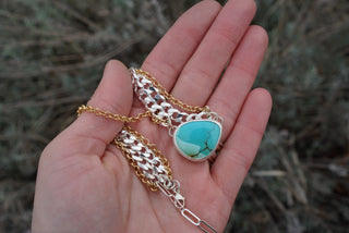 Wide Chain Two Tone Choker- Otteson Turquoise