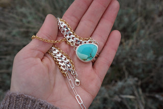 Wide Chain Two Tone Choker- Otteson Turquoise