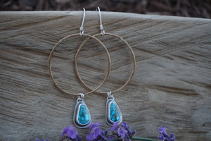 Plain Jane Hoops- Blue Turquoise And Brass