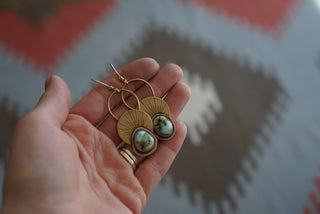 First Light Brass Earrings- Lavender Turquoise