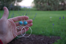 Load image into Gallery viewer, Plain Jane Hoops- Blue Turquoise And Silver
