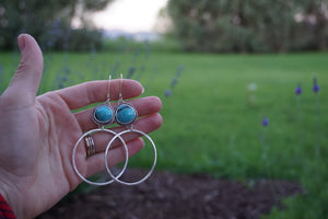 Plain Jane Hoops- Blue Turquoise And Silver