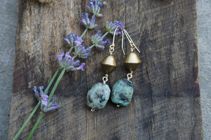 Genie Earrings- African Turquoise & Brass