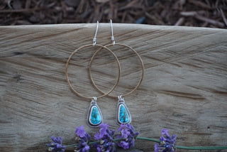 Plain Jane Hoops- Blue Turquoise And Brass