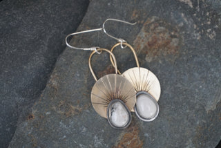First Light Brass Earrings- White Buffalo