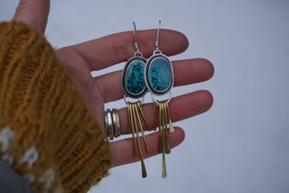 Be Free Fringe Earrings- Azurite