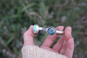 Space Between Cuff- Blue Kyanite and Turquoise