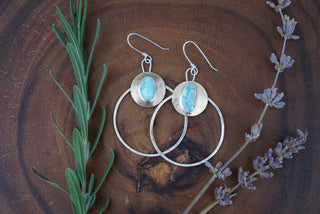Golden Moon Hoops III- Lavender Turquoise