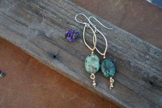 Meridian Earrings- Brass & African Turquoise