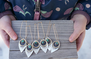 Alchemist Earrings- Gold, Turquoise + Petal Shape