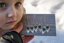 Load image into Gallery viewer, Alchemist Earrings- Gold, Turquoise + Petal Shape
