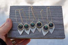 Load image into Gallery viewer, Alchemist Earrings- Gold, Turquoise + Petal Shape
