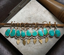 Load image into Gallery viewer, Artemis Huggies- Turquoise + 10K Gold
