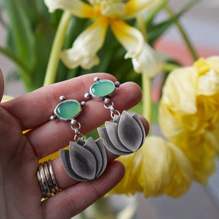 MTO Tulip Post Earrings- Chalcedony